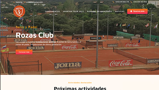 diseño web para club deportivo de tenis